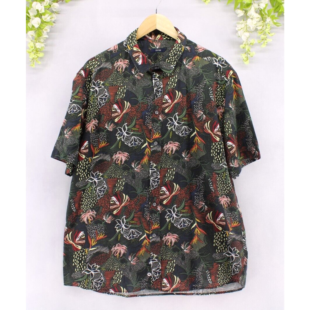 Benson Men's Multicolor Floral Short Sleeve Button Down Casual Shirt Sz XL NEW